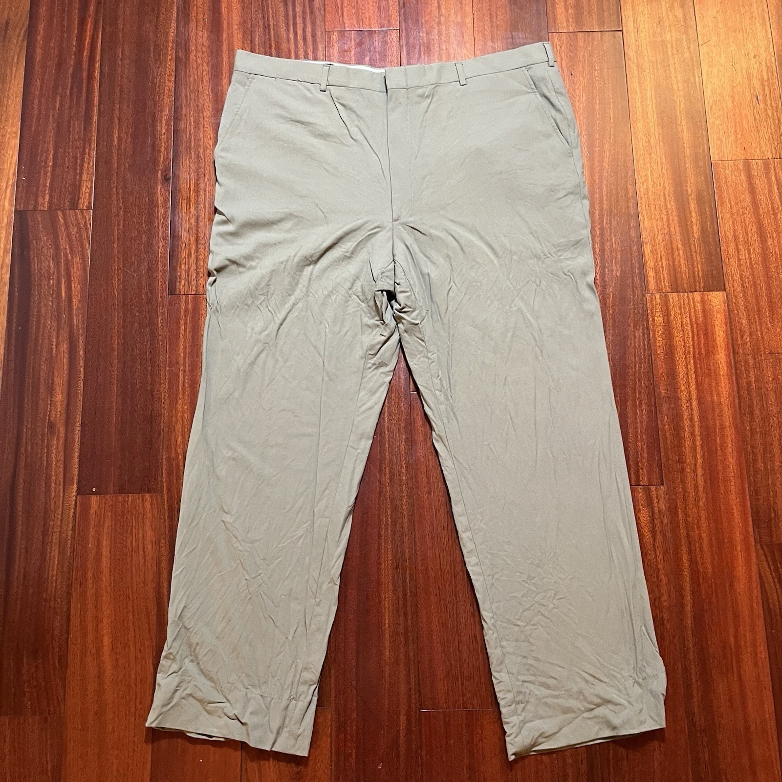 Brooks Brothers Pants Men 42x30 Tan Khaki Brooksease 100% Wool Usa Made Vintage